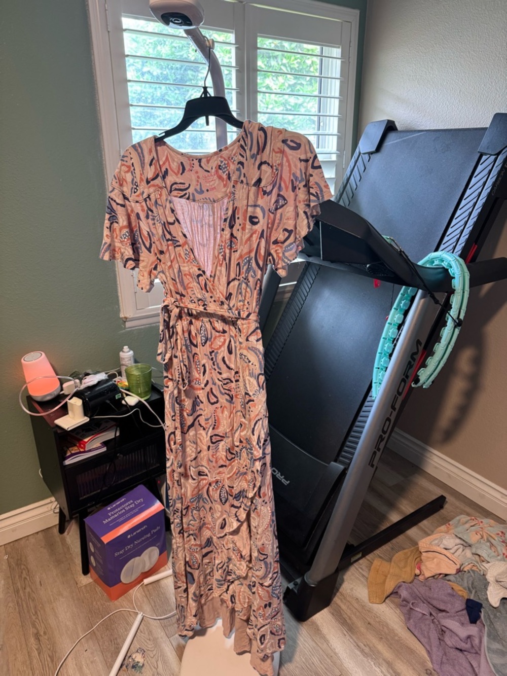 Pink Ingrid and Isabel Tie Waist Maternity Wrap Dress